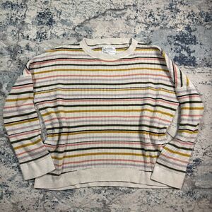 REI Co-Op Wallace Lake Waffle Striped Sweater Womens XL Thermal Knit